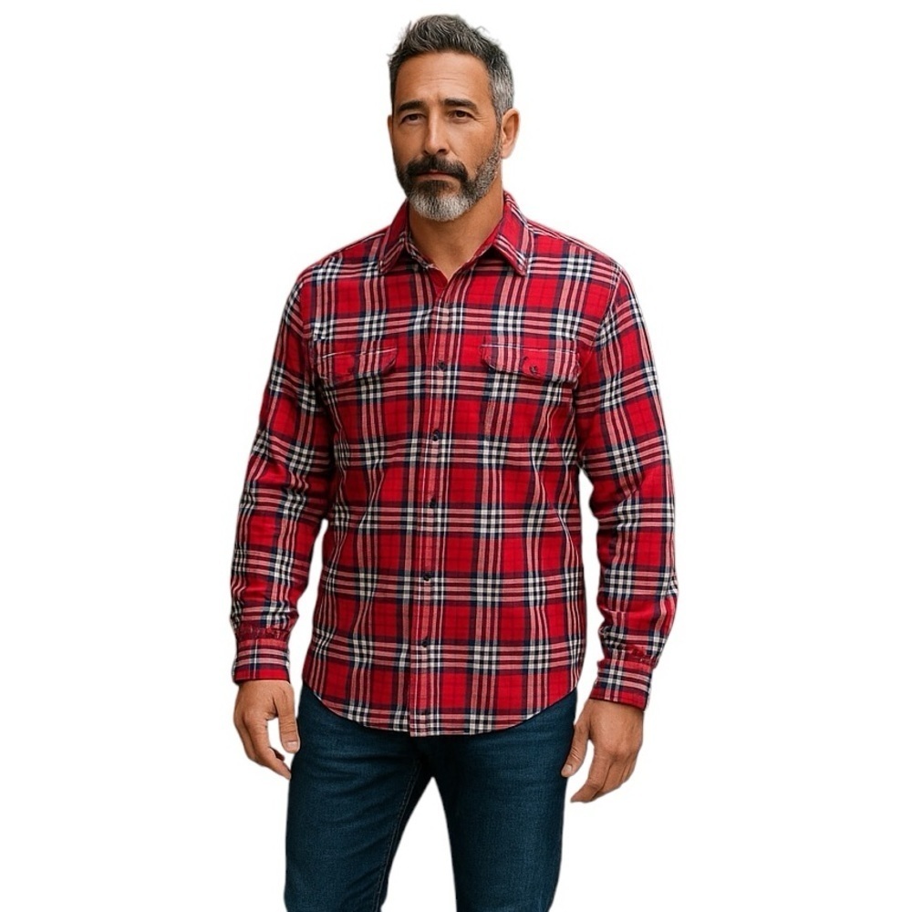 Mens Redhead Medium Red Plaid 100% Cotton Soft Long Sleeve Flannel Grunge